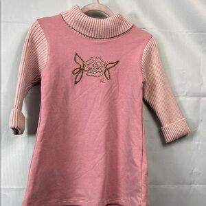 Paper moon rose pink Mock Neck dress with crystal rose size 4-5 New